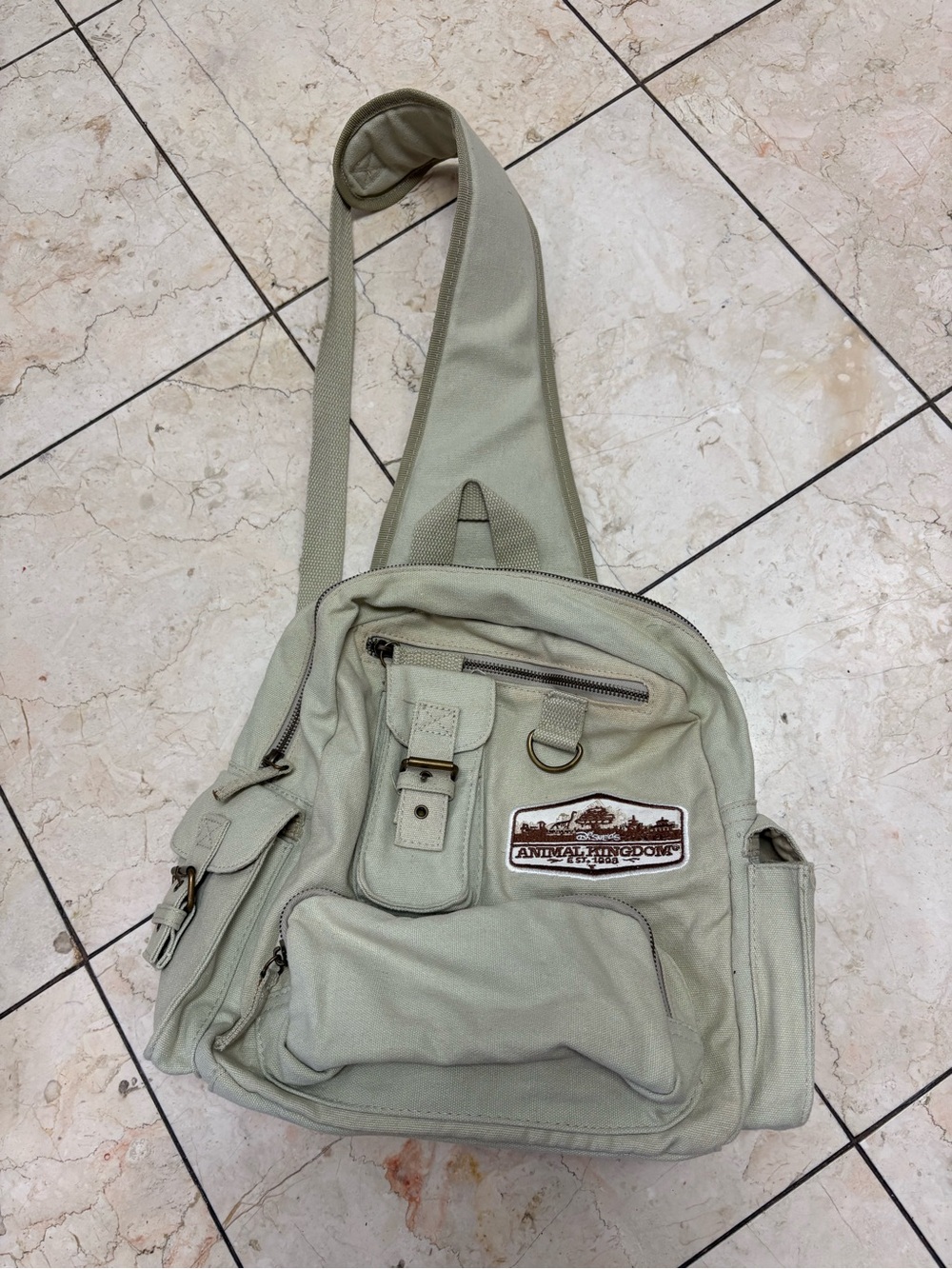 Disney’s Animal Kingdom Beige Canvas Unisex Sling Bag